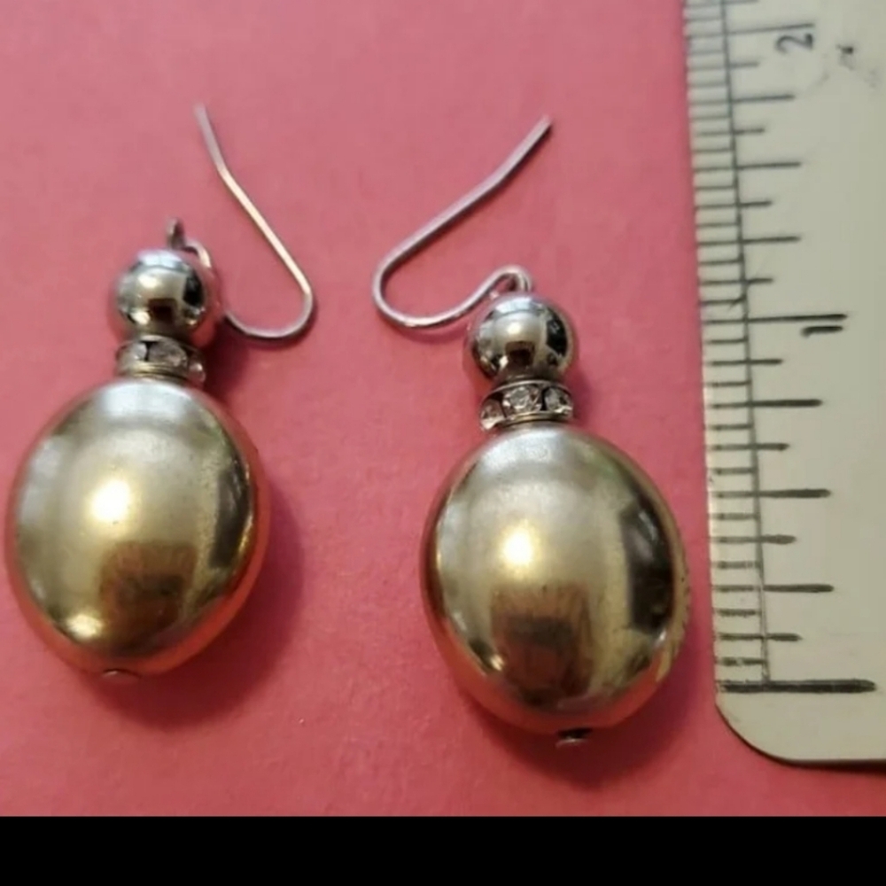 Silvertone bead earrings